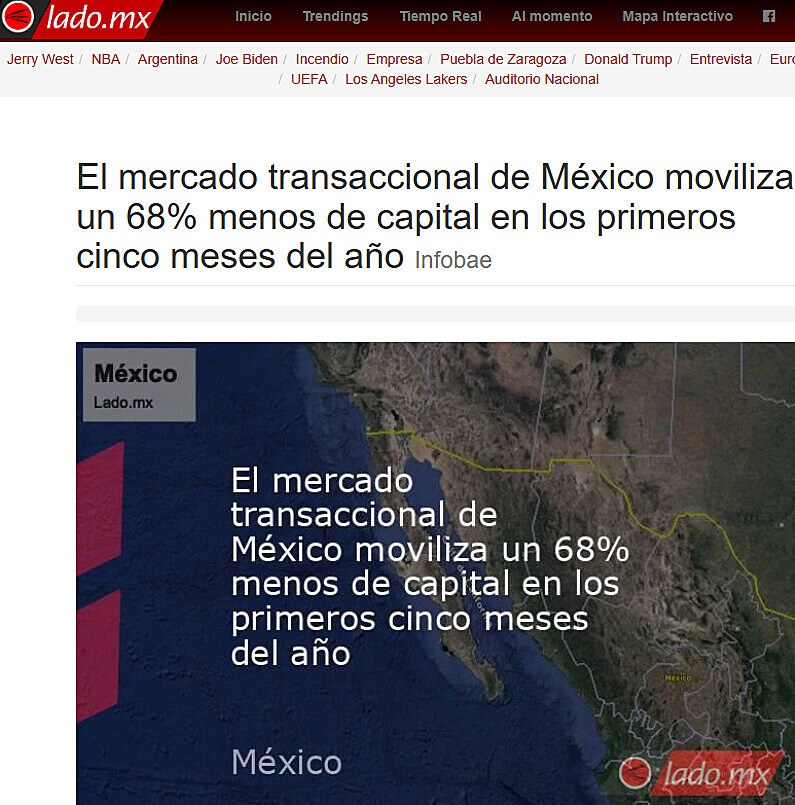 El mercado transaccional de Mxico moviliza un 68% menos de capital en los primeros cinco meses del ao